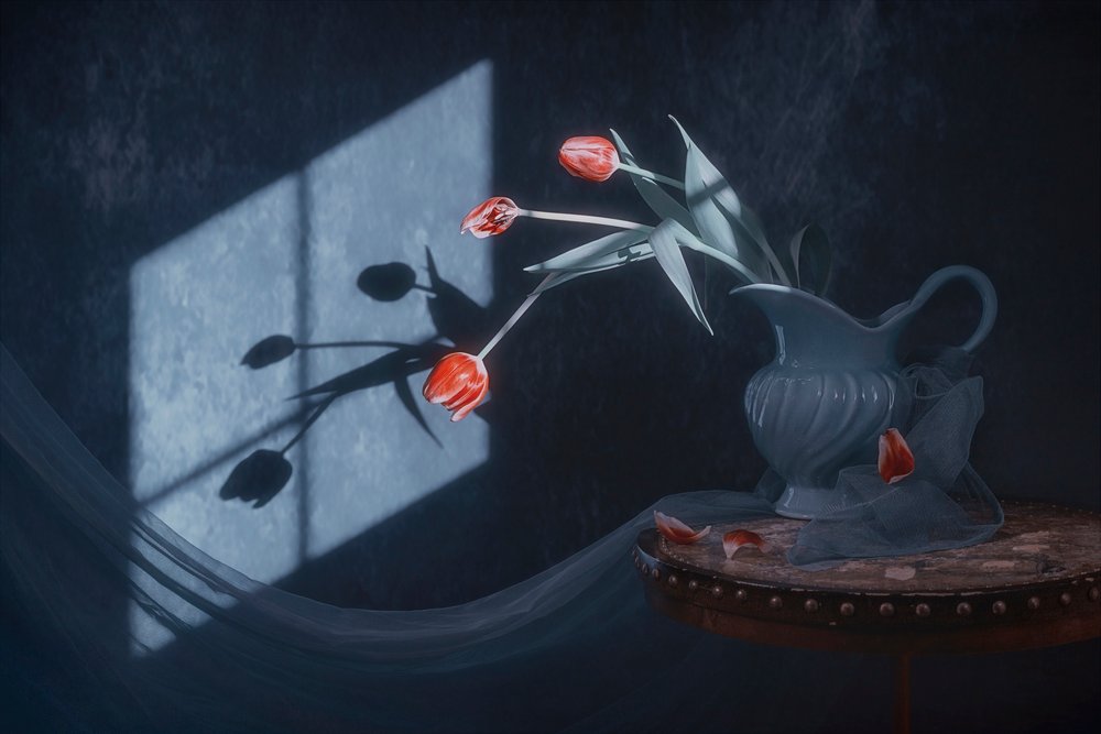 Tulipány ve světle okna od Lydia Jacobs