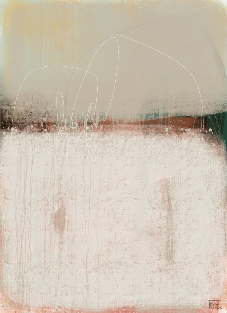 Abstrakt k dílu „Muted Horizon“ od MANSI SAXENA