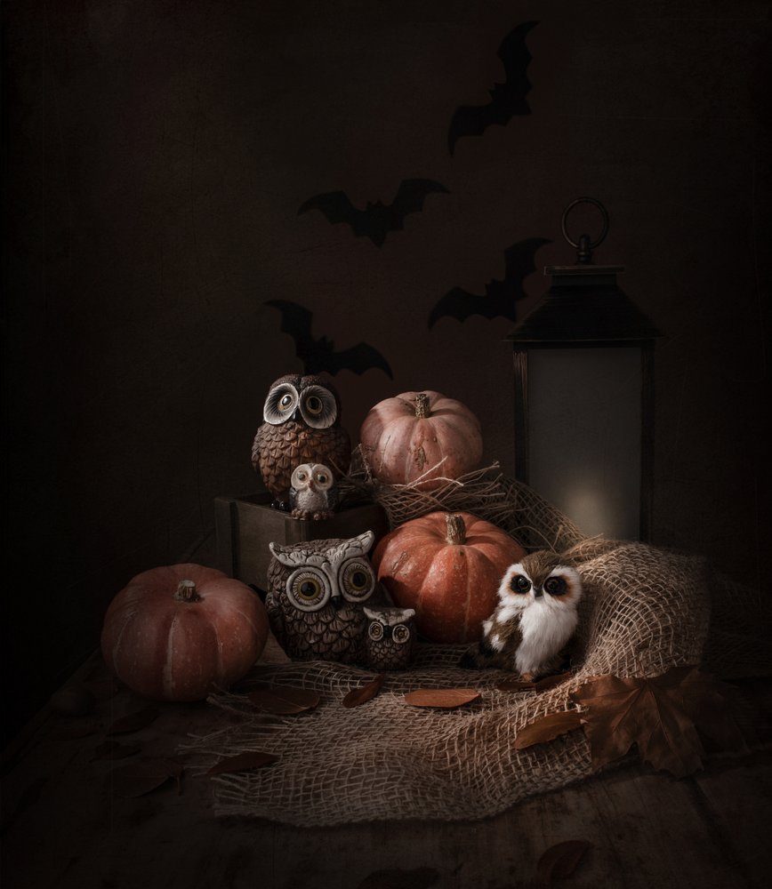 Halloweenské sovy a dýně od Margareth Perfoncio