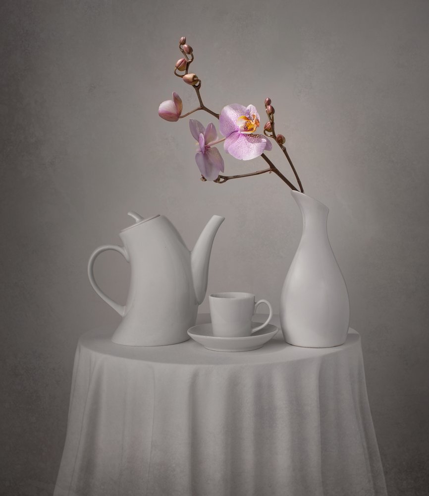 Čajový dýchánek s růžovou orchidejí od Margareth Perfoncio