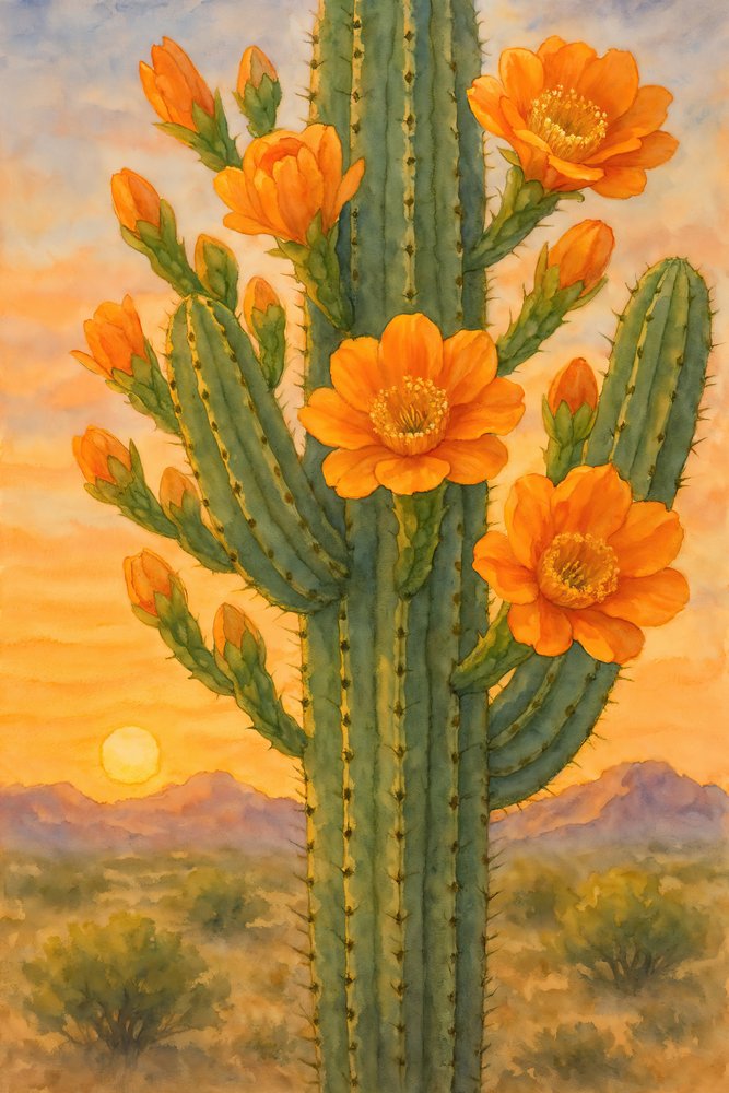 Kvetoucí kaktus při západu slunce od Natalie Bruns