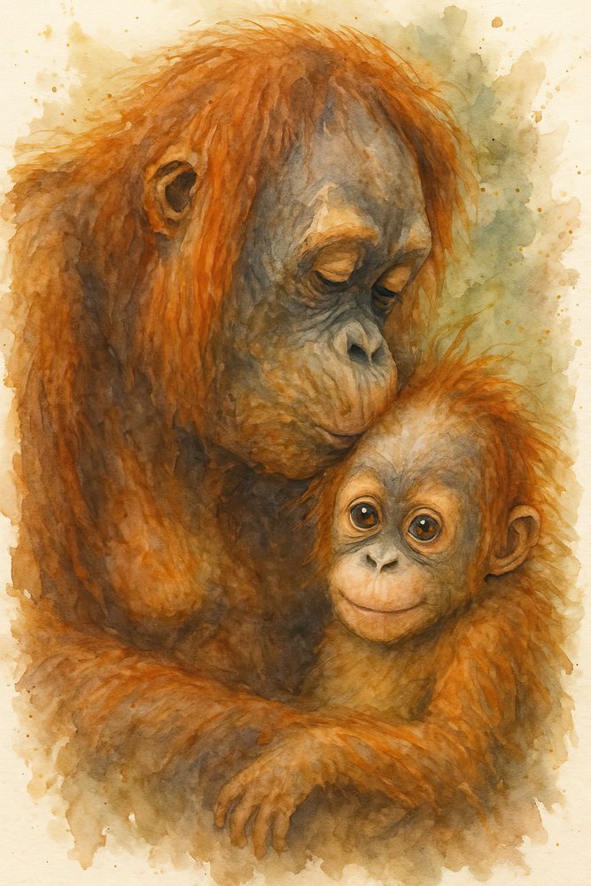 Jemné objetí orangutana od Natalie Bruns