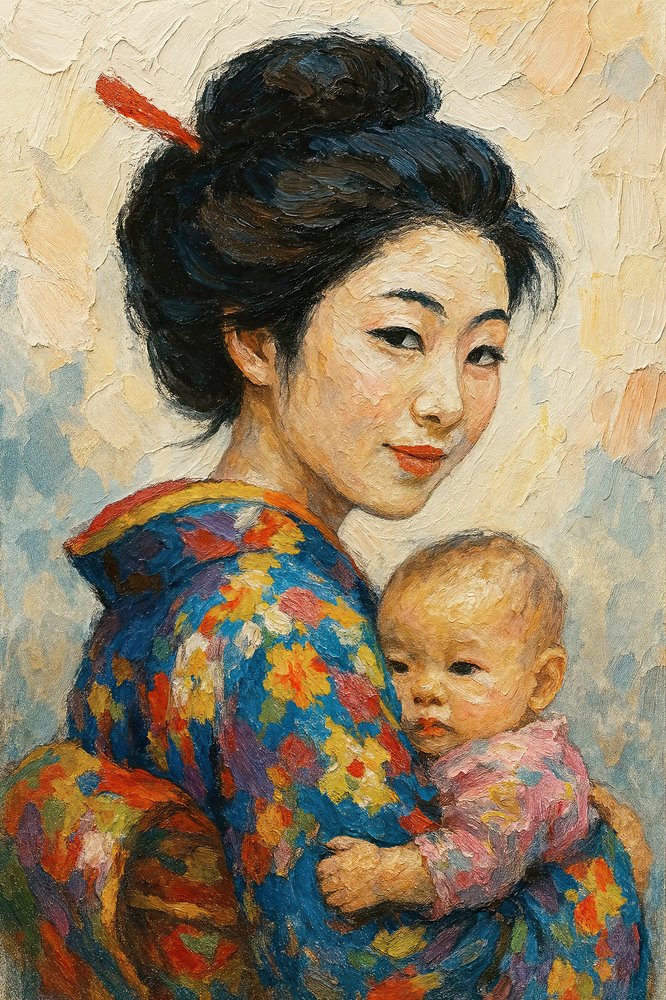 Japonská matka s dítětem od Natalie Bruns