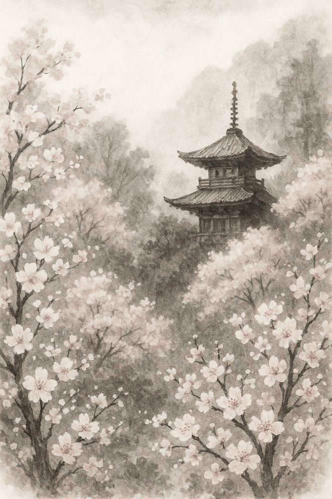 Květy japonské pagodové třešně od Natalie Bruns