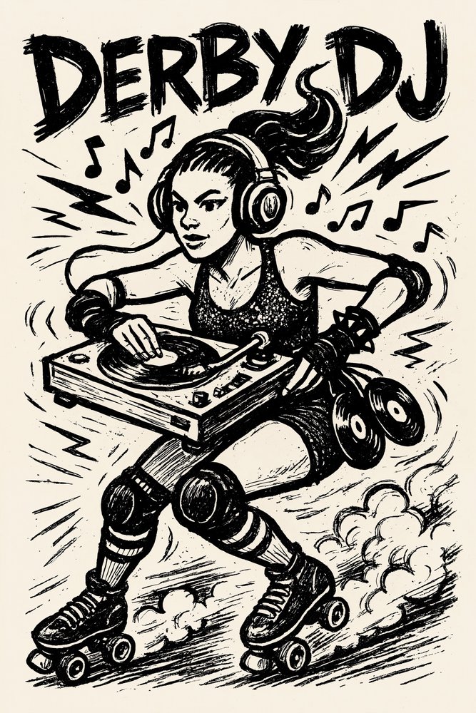 DJ na roller derby od Natalie Bruns