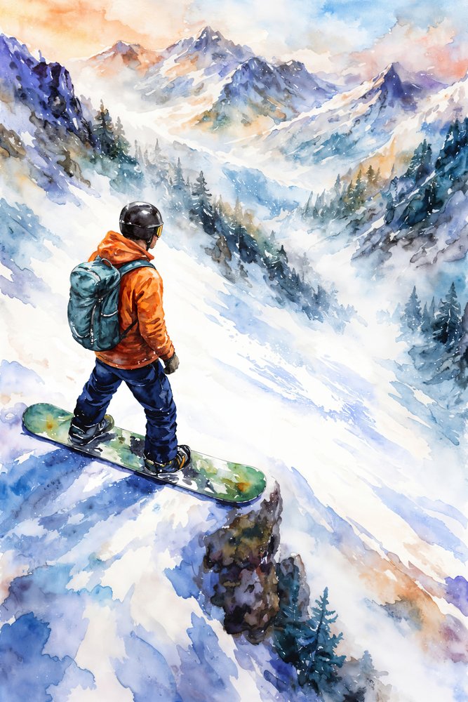 Pohled snowboardisty na hory od Natalie Bruns