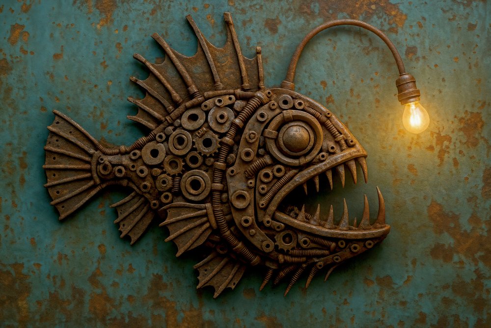 Steampunková lampa ve tvaru mořské ďasnice od Natalie Bruns