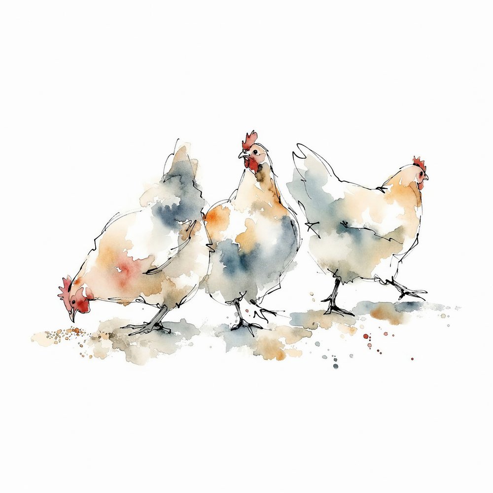 Slepice z farmy Watercolor od Natalie Bruns