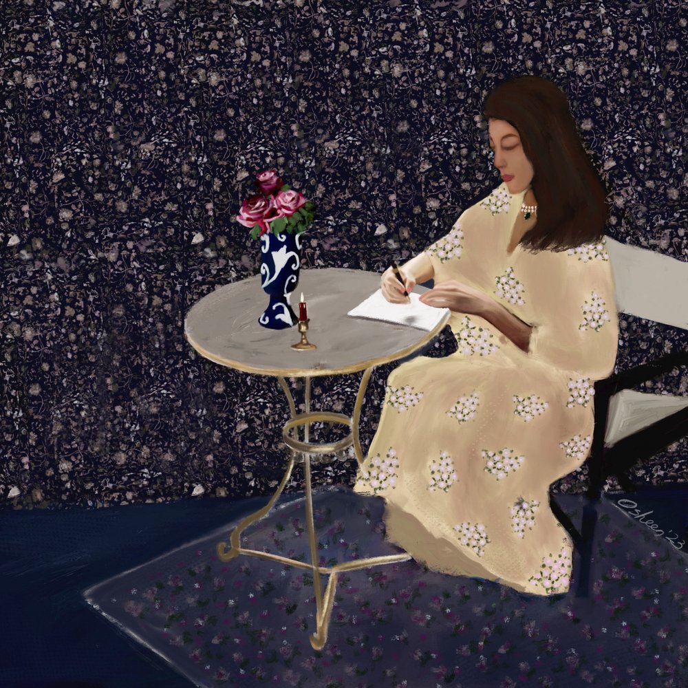 Elegantní píšící žena od Osheensgallery