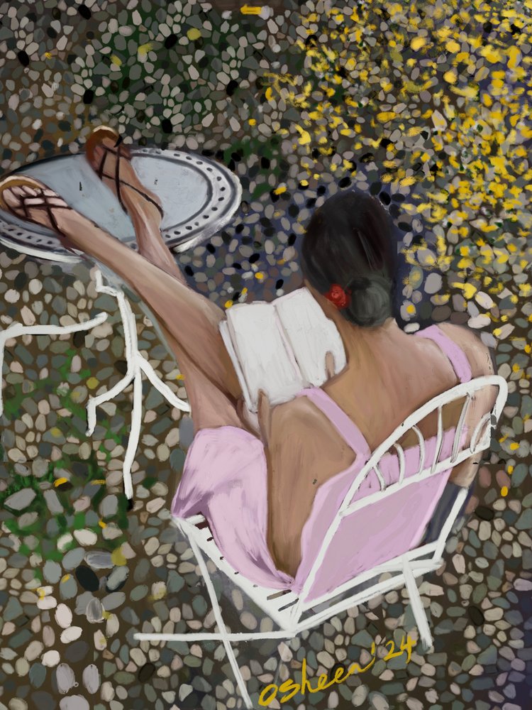 Poklidné čtení na terase od Osheensgallery