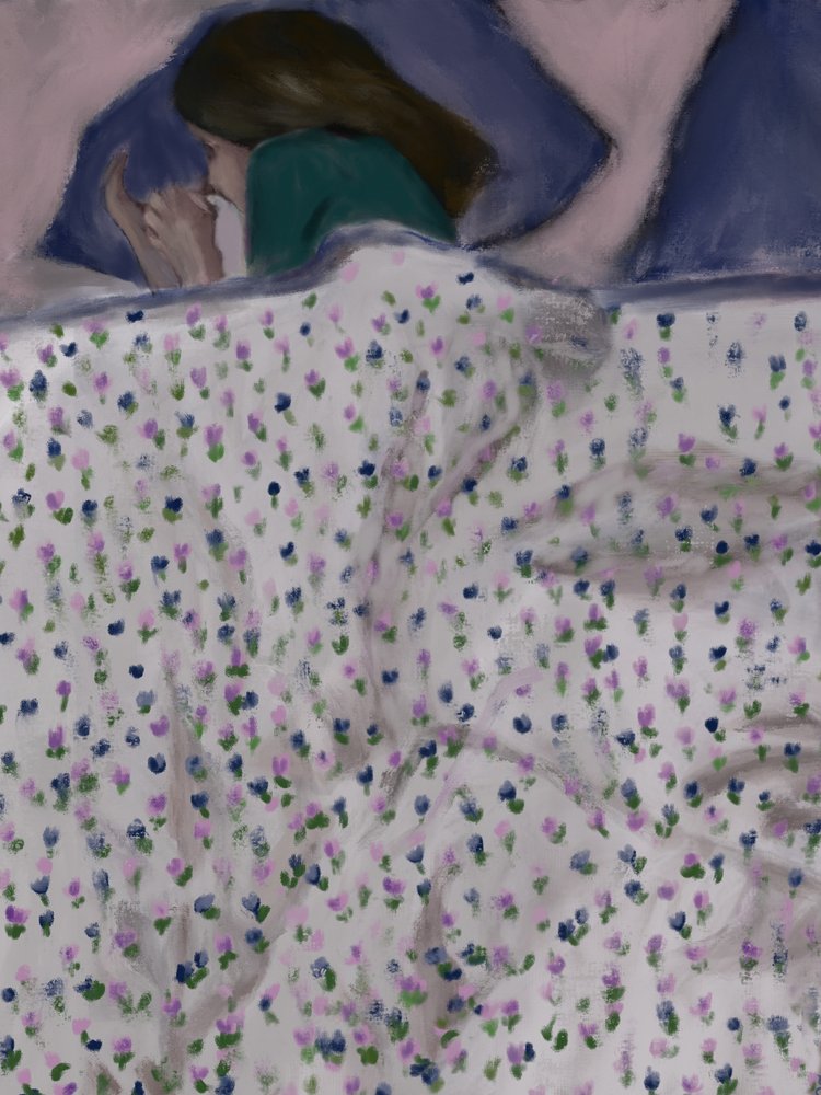 Žena v květinové posteli od Osheensgallery