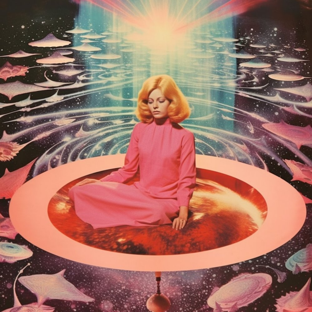 Žena v kosmické meditaci od Samantha Hearn