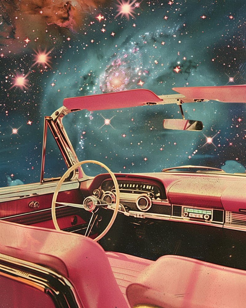 Retro autíčka Galaxy Drive od Samantha Hearn