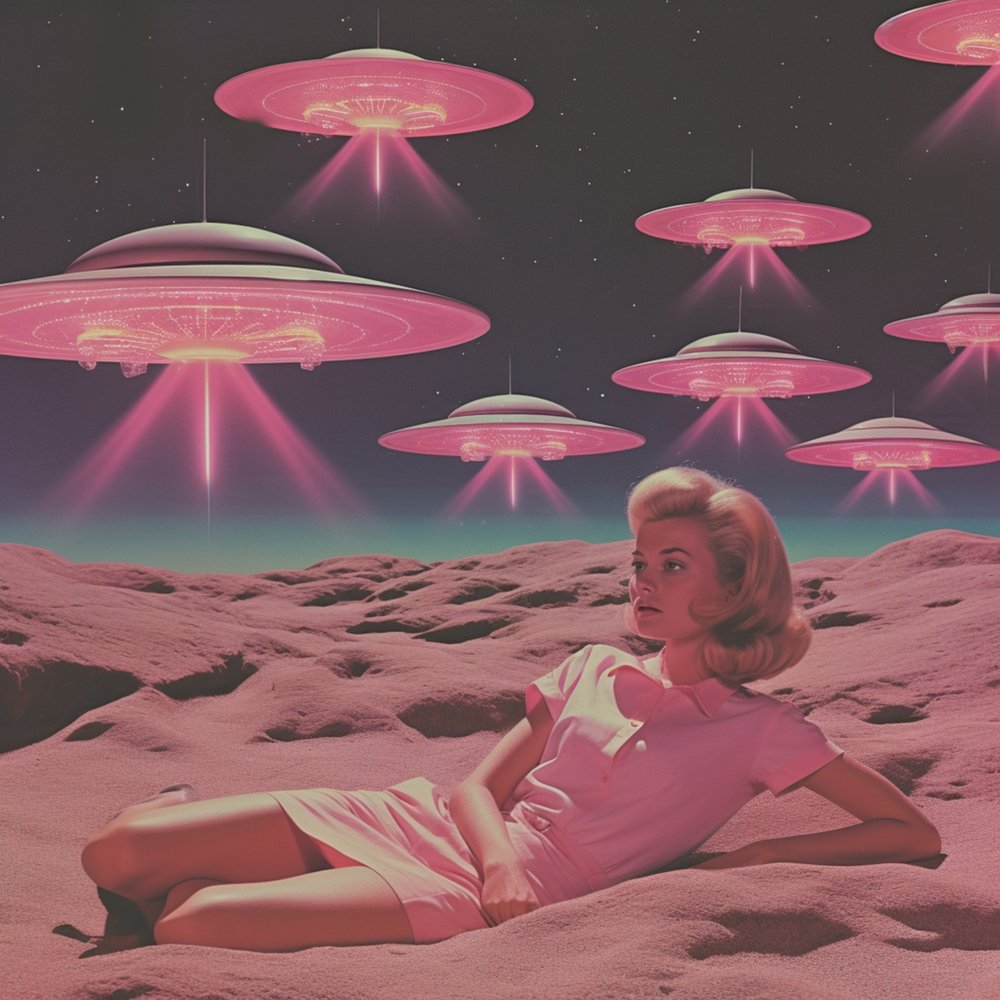 Retro růžový sen o UFO od Samantha Hearn