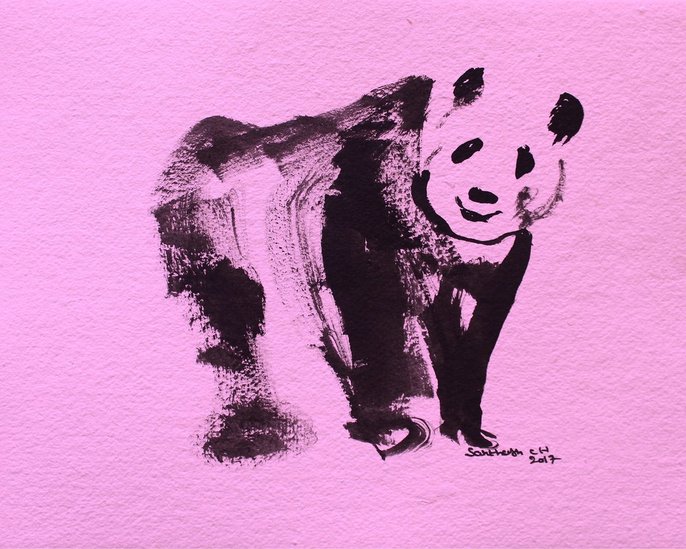 Roztomilá růžová panda od Santhosh ch