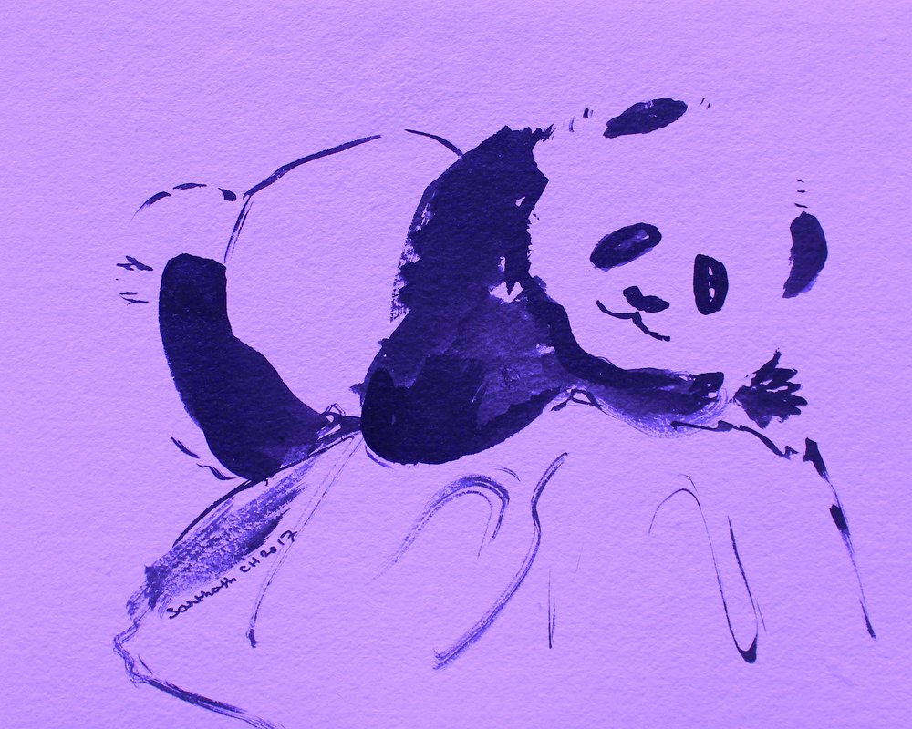 Roztomilá fialová panda od Santhosh ch