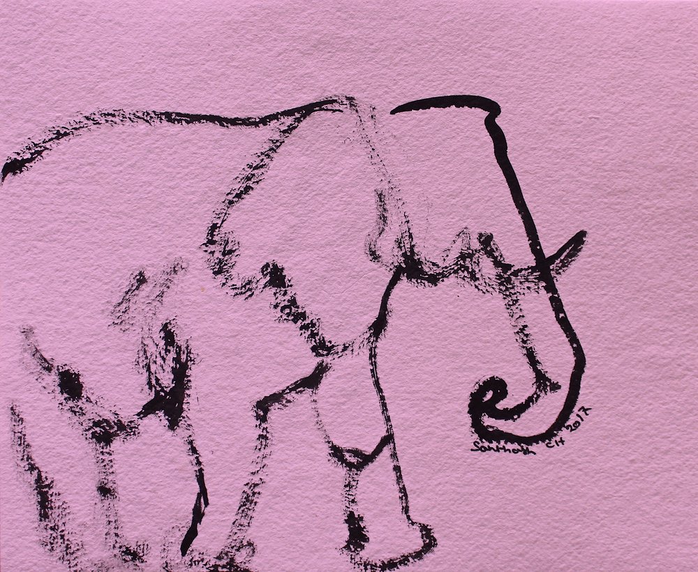 Minimalistický růžový slon od Santhosh ch