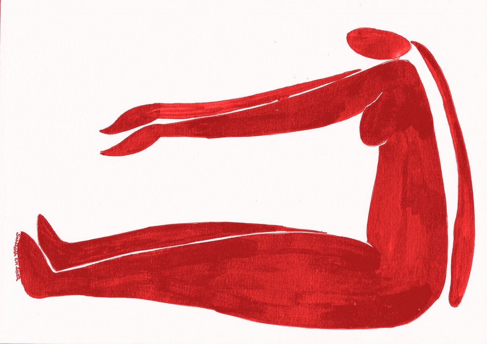 Minimalistická červená jógová postava od Santhosh ch