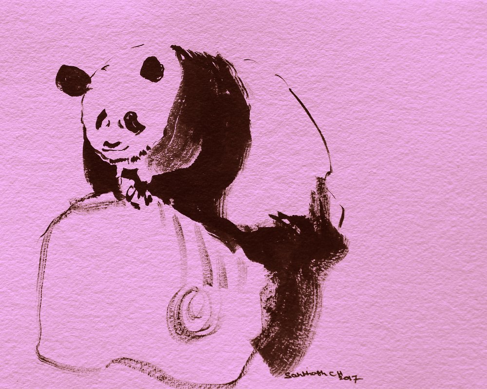 Skica růžové pandy od Santhosh ch