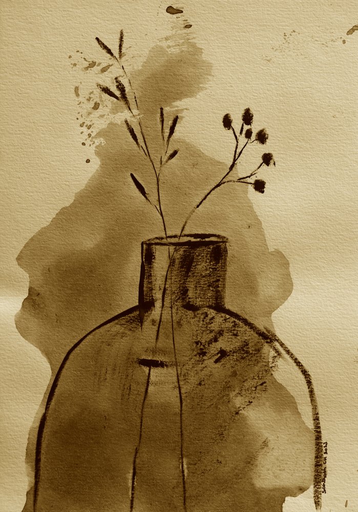 Sépiová botanická váza od Santhosh ch