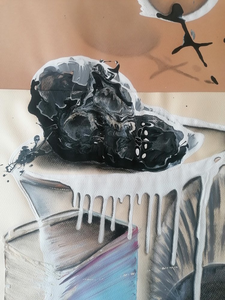 Temná surrealistická lebka od Stefano Mazzolini
