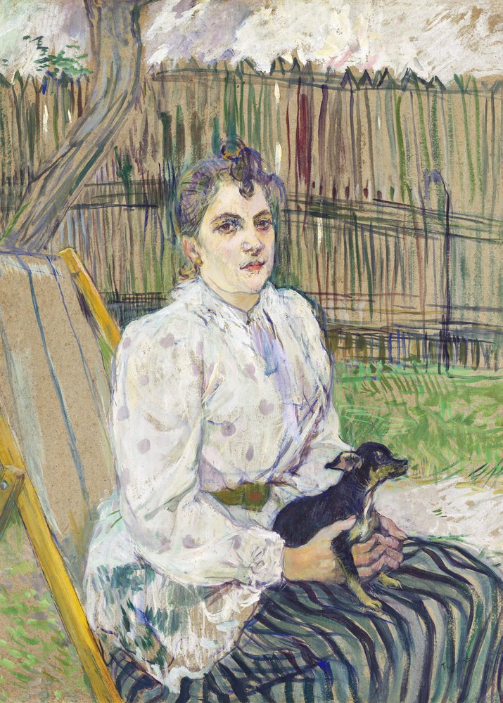 Dáma se psem (1891) od TOULOUSE LAUTREC
