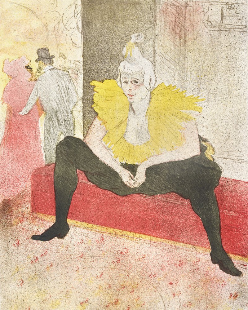 Sedící klaunka (slečna Cha U Kao) (1896) od TOULOUSE LAUTREC
