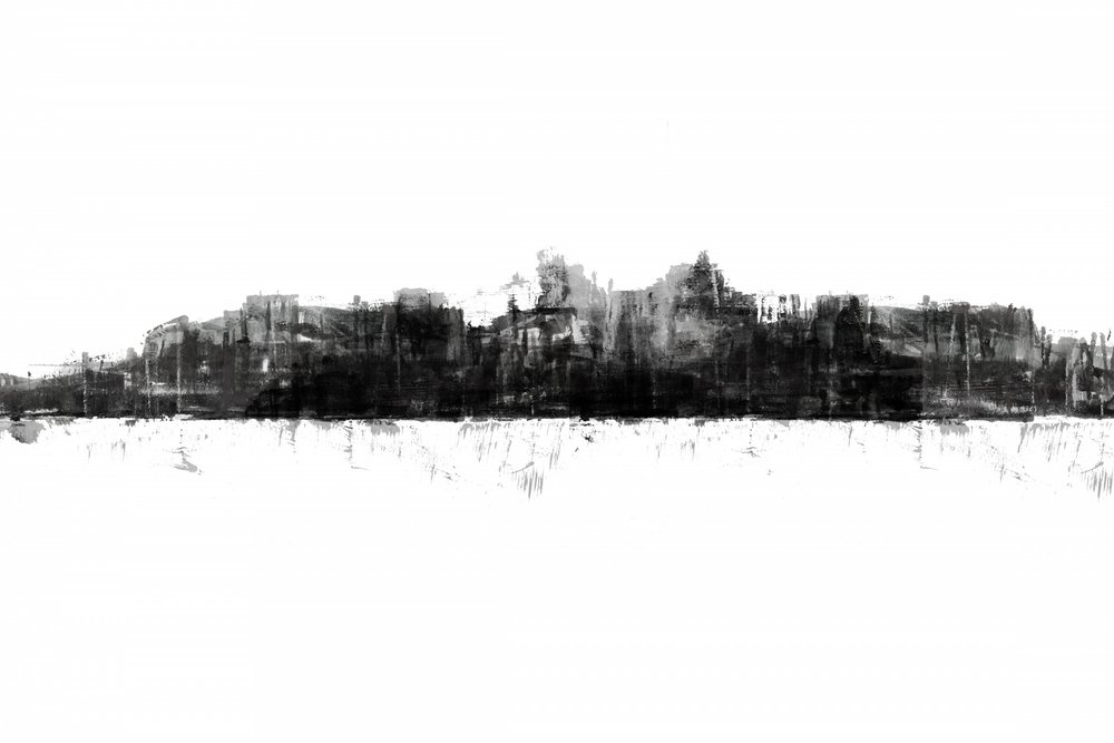 Monochromatická silueta města od cartissi