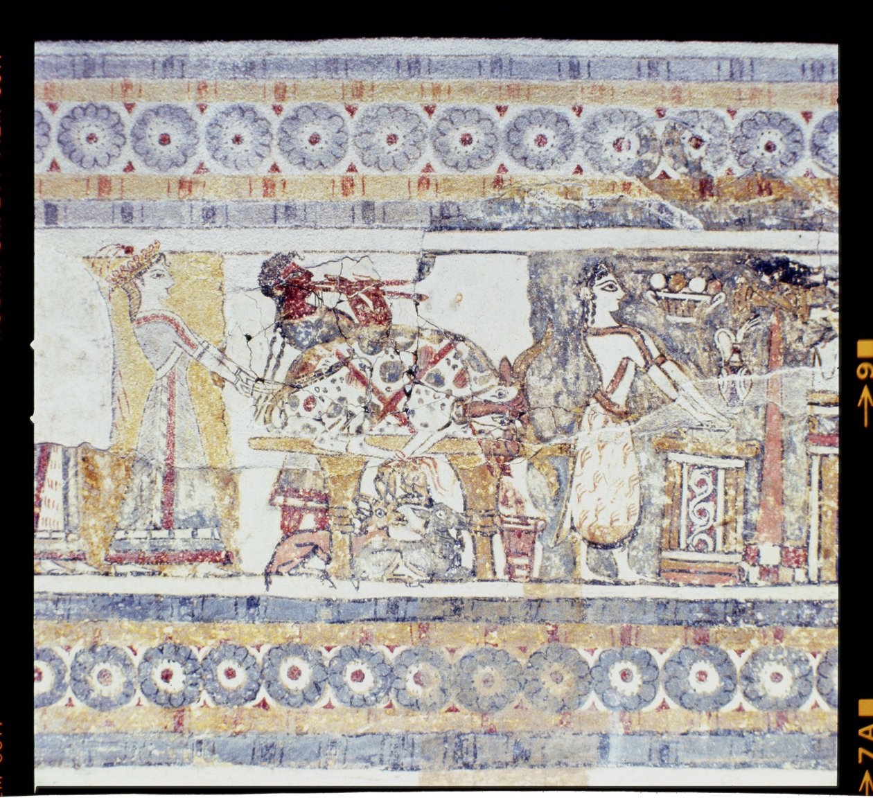 Oběť zvířat, ze sarkofágu Agia Triada, Minoan, cca 1400 př.nl (freska na vápenci) od Unknown