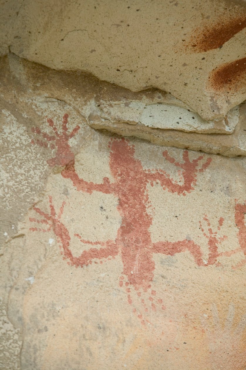 Argentina, Patagonie, Cueva de las Manos, primitivní jeskynní malba ještěrky od Unknown