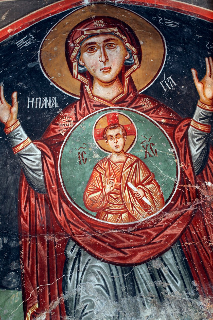 Byzantská freska z 15. století Nástěnná malba Svaté Marie Kostel archanděla Michaela v Pedoulas Kypr Malované kostely UNESCO Troodos, Kypr od Unknown