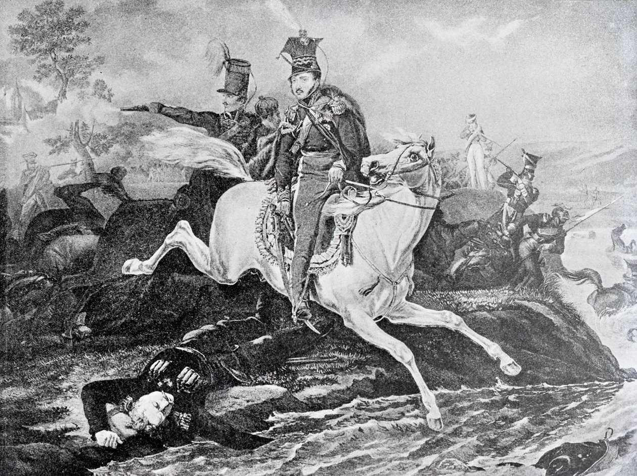 Smrt Józefa Poniatowského v bitvě u Lipska, 1813 od Unknown