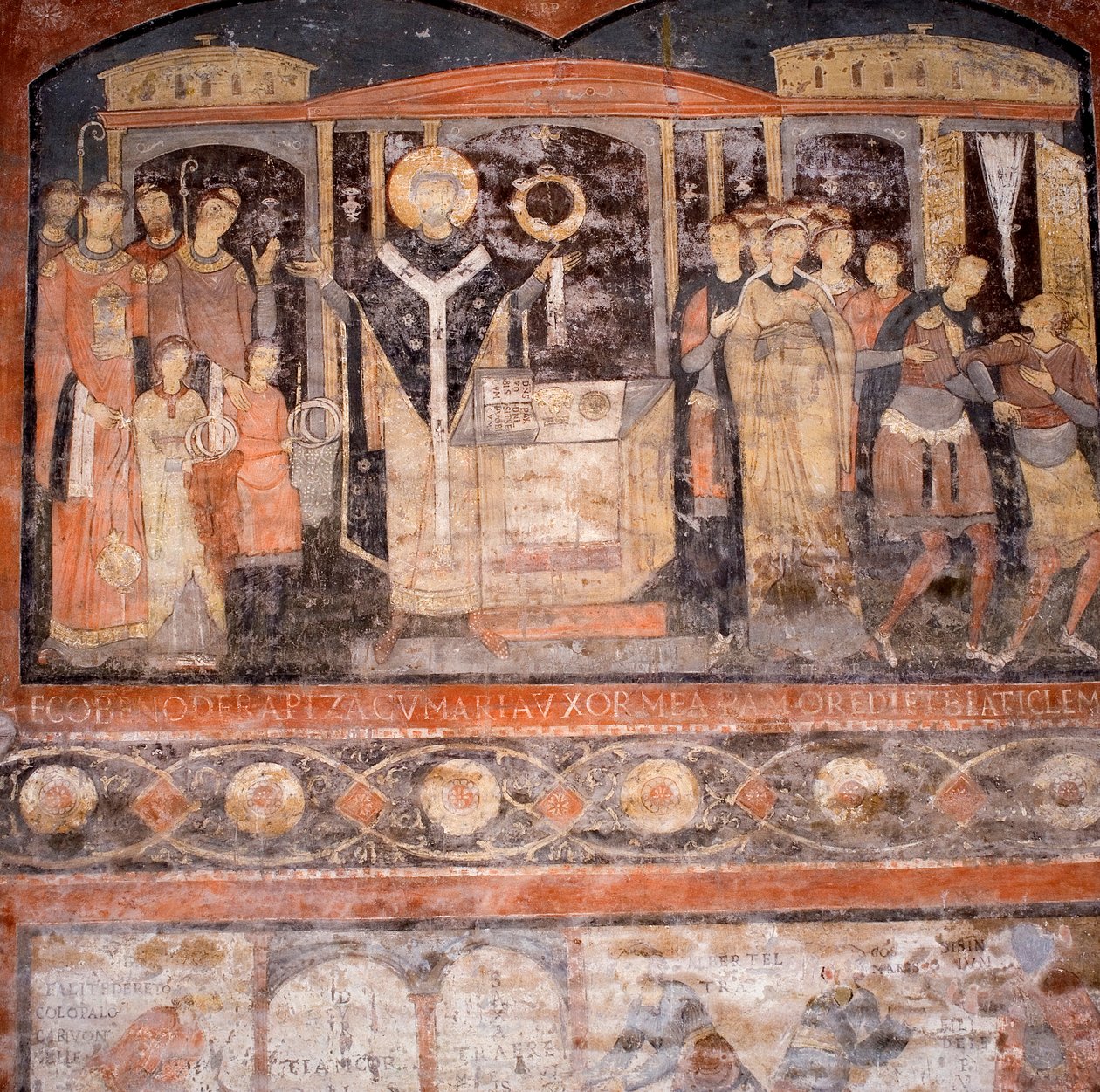 Detail fresky ze 6. století zobrazující sv. Klimenta celebrujícího mši (viz také 408799) od Unknown