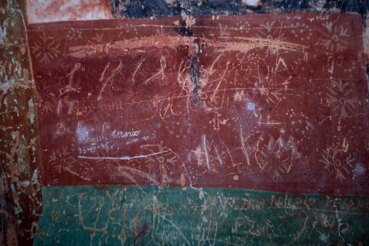 Detail graffiti, kostel St. Rok, Draguc, Chorvatsko od Unknown