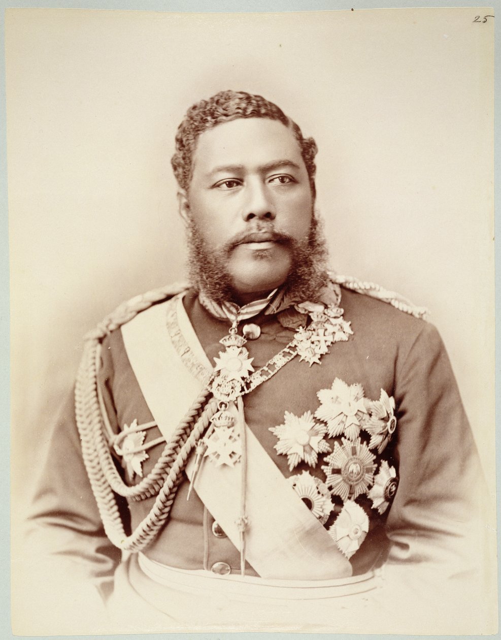 Král Kalakaua (1836-91), konec 19. století (sépiová fotografie) od Unknown