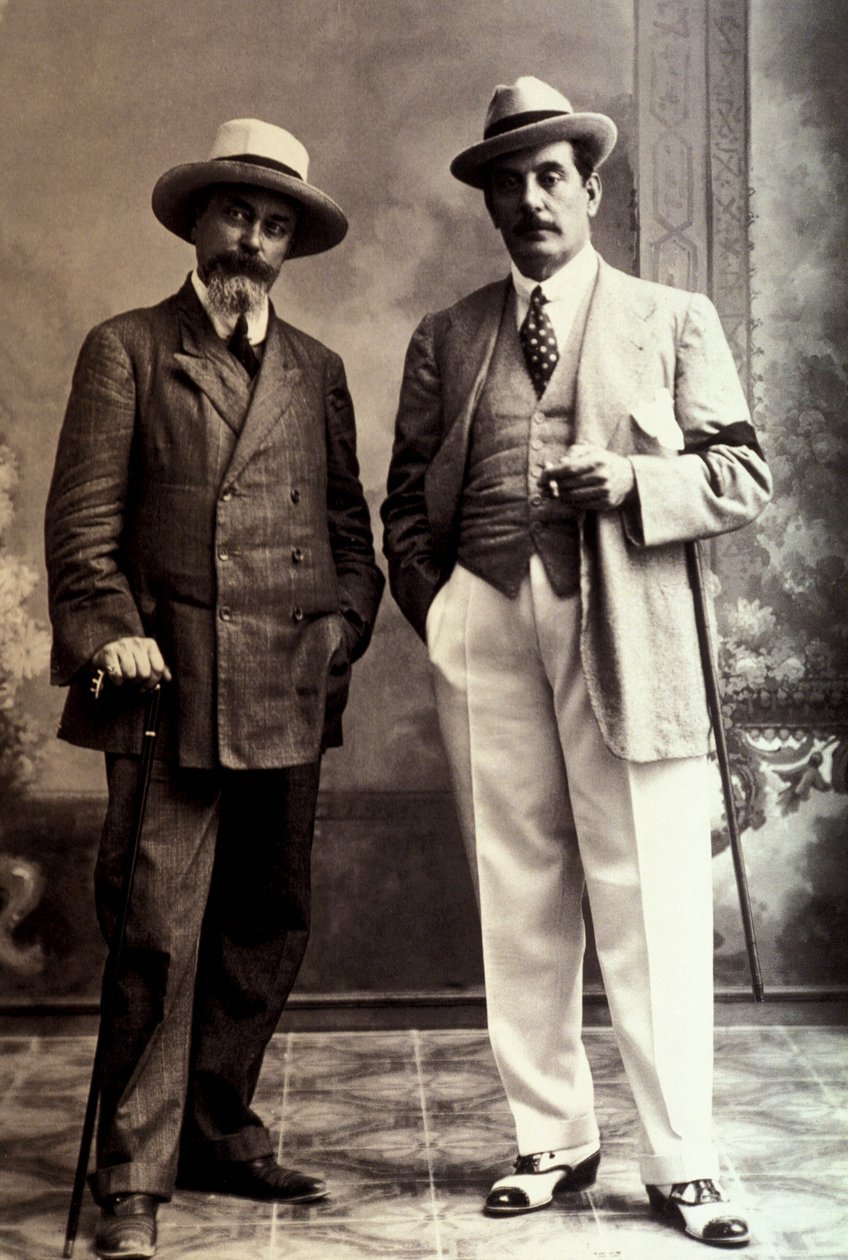 Luigi Illica s Giacomem Puccinim (1858-1924) od Unknown