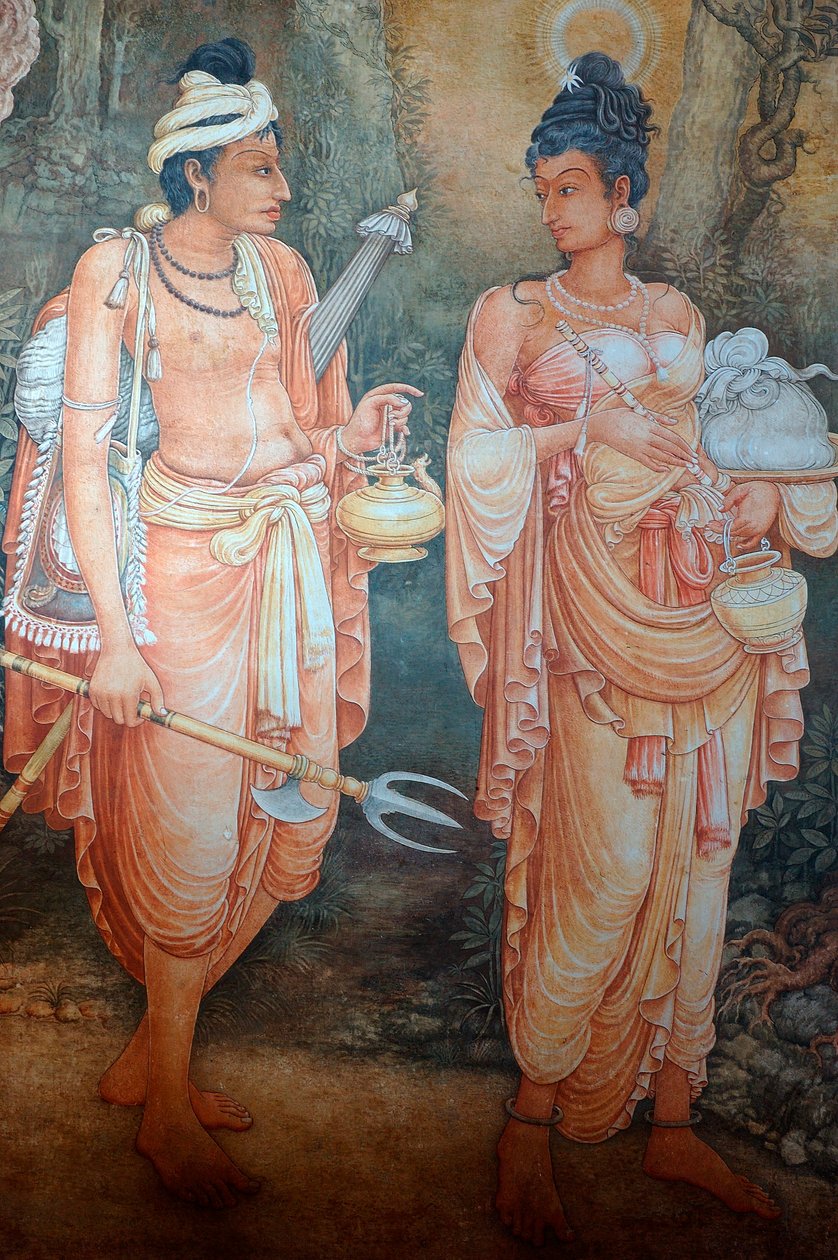 Nástěnná malba na stěnách chrámu Kelaniya v Kelaniya Vihara, jednom z nejposvátnějších buddhistických míst asi šest mil od hlavního města Colomba na Srí Lance. 7. ledna 2010. od Unknown