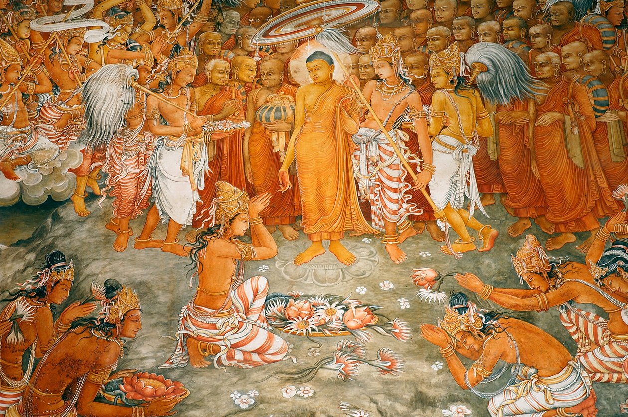 Nástěnná malba na stěnách chrámu Kelaniya v Kelaniya Vihara, jednom z nejposvátnějších buddhistických míst asi šest mil od hlavního města Colomba na Srí Lance. 7. ledna 2010. od Unknown