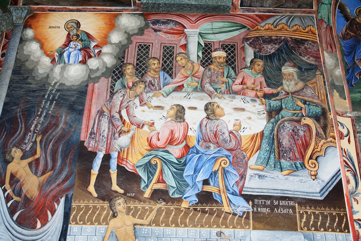Obrazy Zahariho Zografa Na vnějších zdech Rilského kláštera od Unknown