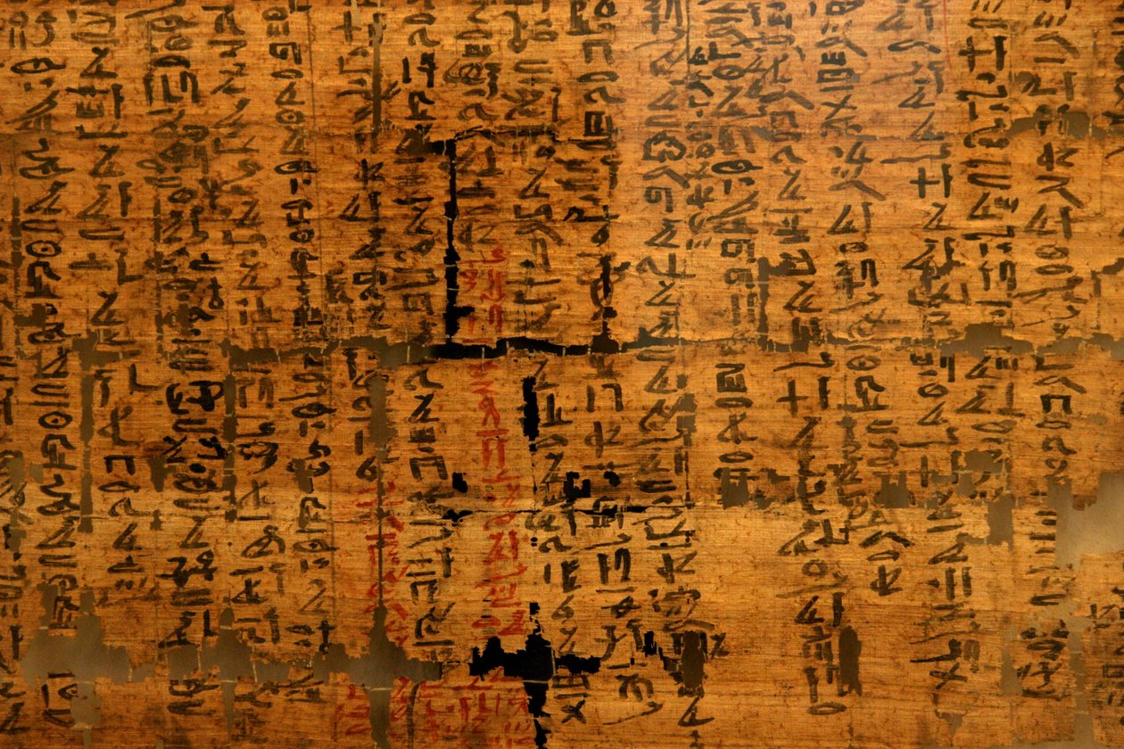 Papyrus neznámý XII: dokument obsahující léky proti hadímu uštknutí, kvůli bolestem očí se objevil za vlády Ramsese III. (1976-1646 př. Kr.). Egyptské muzeum v Turíně. od Unknown