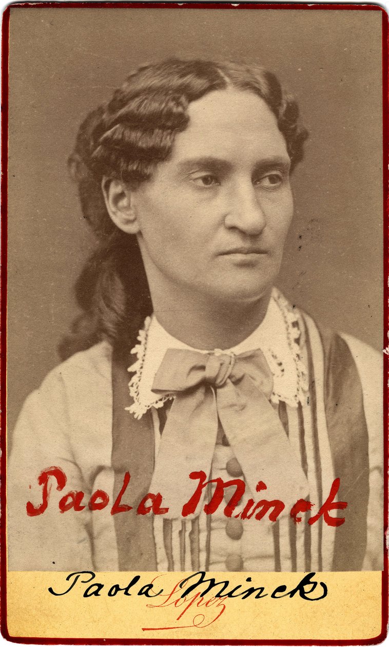 Pařížská komuna: Portrét Paule Minck (1839-1901) Dopisovatelka, novinářka, Franc-Maconne (Franc Maconne), socialistka a feministka, 1871. Rozm. 10,3 x 6,3 cm od Unknown