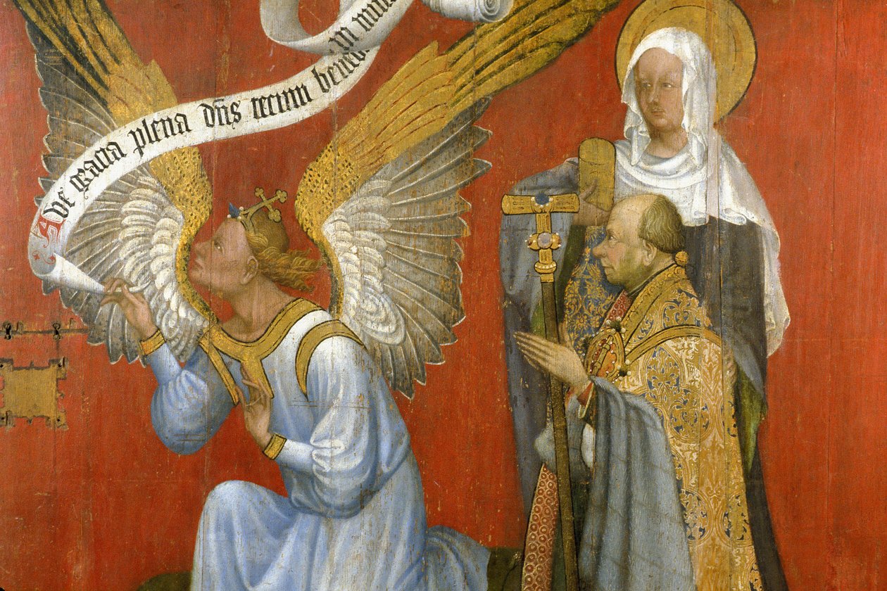 Picardie 084 – Laon – Muzeum – „Dárce a anděl zvěstování“ – Mistr hodin Rohanu – Olejomalba na dubu z 15. století od Unknown