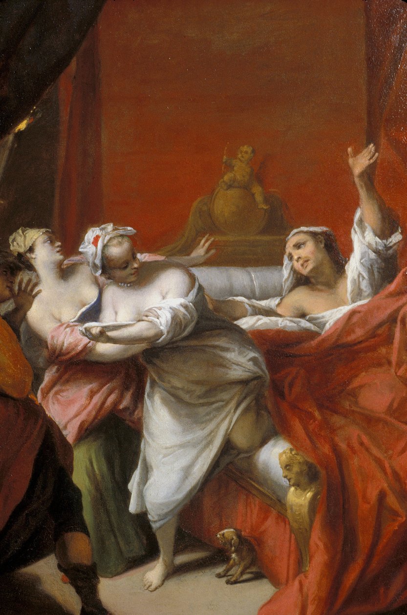 Picardy 121 - Chateau-Thierry (departement 02) - Musee Jean de La Fontaine - Obraz Nicolase Vleughelse (1668-1737) - ilustrující příběh La Fontaina „Gascon trestá“ od Unknown