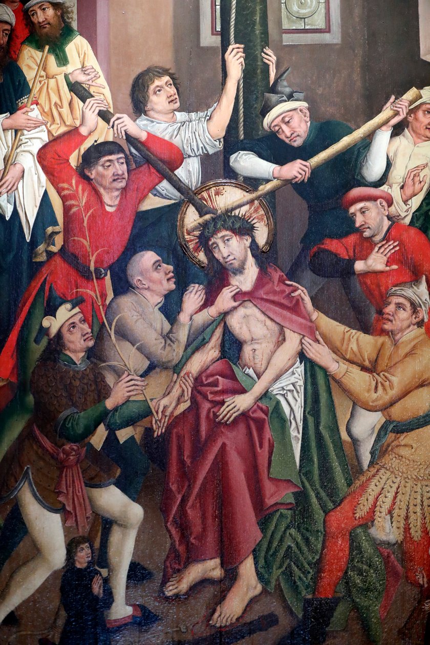 Katolický kostel Saint-Pierre le Vieux, Kristus ve svém utrpení, Ježíš je bičován a korunován trním, Obraz Henriho Lutzelmana 15. století, Štrasburk, Francie. od Unknown