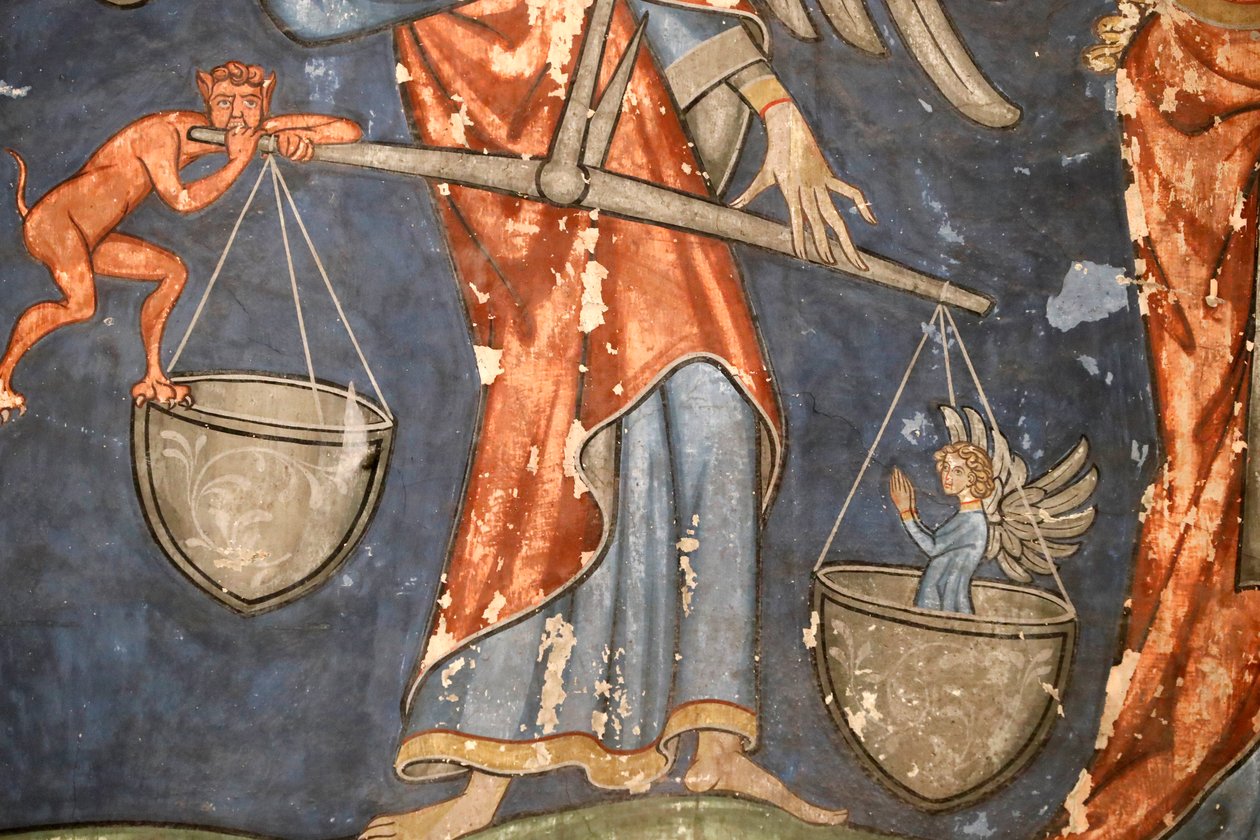 Saint-Pierre-le-Jeune protestantský kostel, freska posledního soudu, Štrasburk, Francie. od Unknown