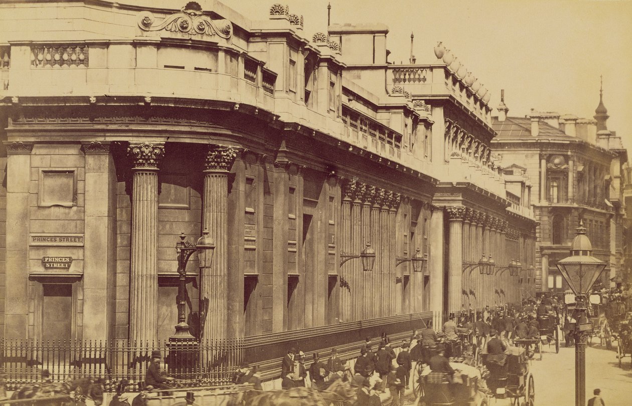 Bank of England, Londýn, cca 1880 (sépiová fotografie) od Unknown