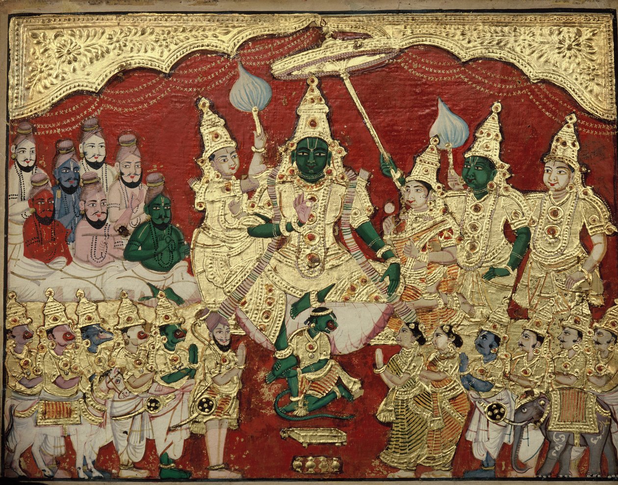 Rada Rámy, Tanjore School of Painting koncem 19. století. Tamil Nadu, Indie od Unknown