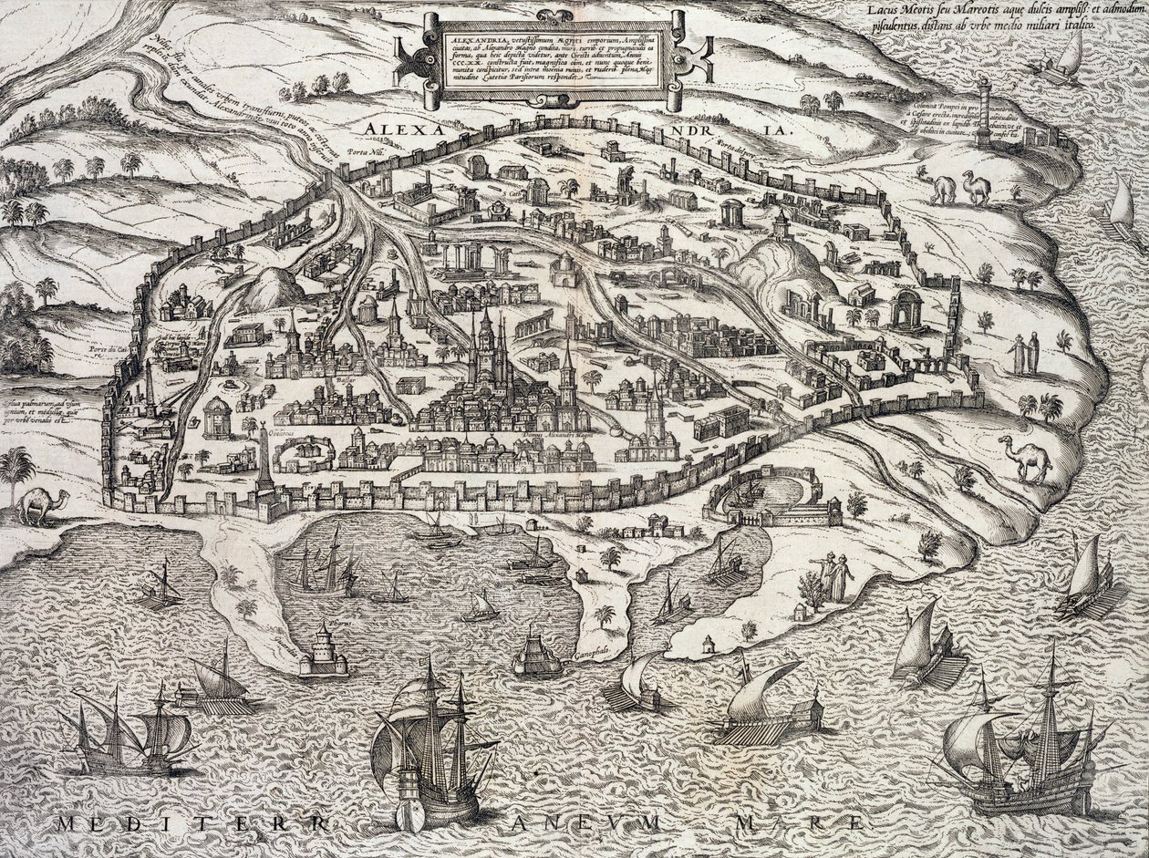 Mapa města Alexandrie v Egyptě, kolem roku 1625 od Unknown