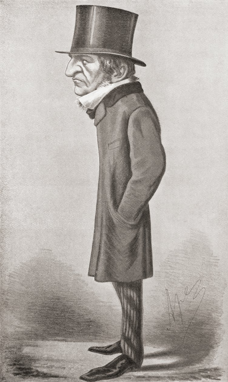 Karikatura Williama Gladstonea, po ilustraci karikaturisty z Vanity Fair Ape z roku 1869, z „Gladstone: The Man and the Statesman“ od Davida Williamsona, vydaného v roce 1898 od English School