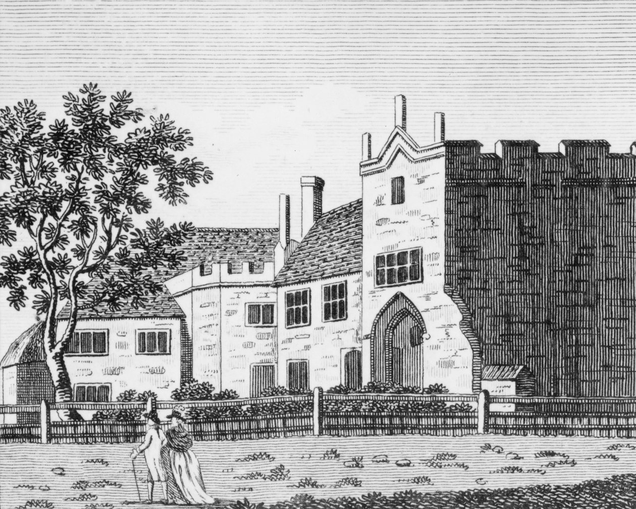 Dartford Priory, Kent (rytina) (černobílá fotografie) od English School